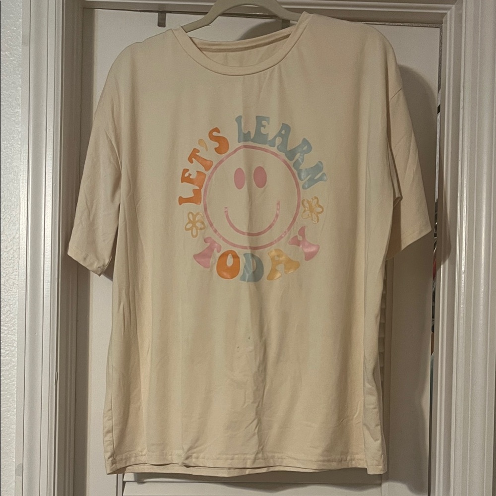 Cream Shirt with Colorful Print